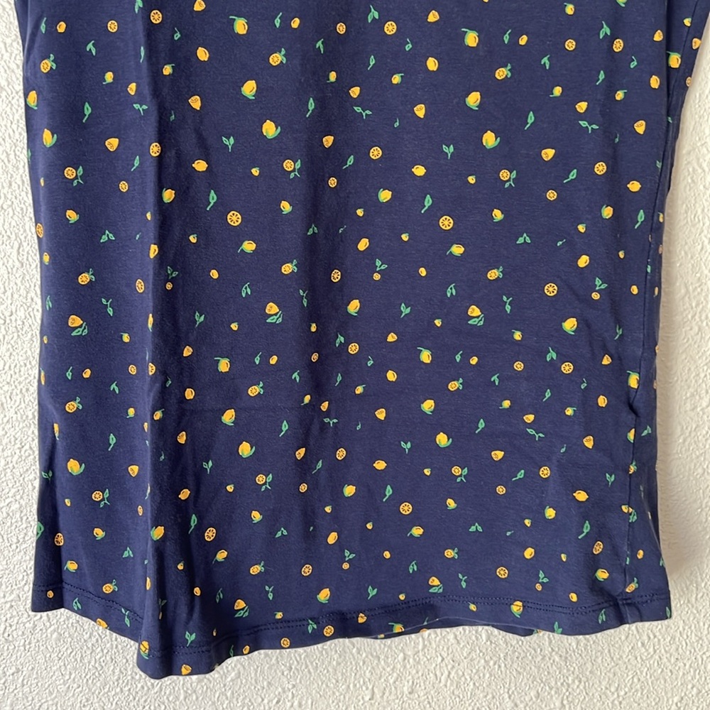 Navy Blue and Lemons Camaïeu Essentiel V-neck T-shirt Size Small - Picture 3 of 7